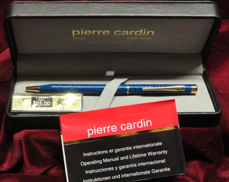 Pierre Cardin Pen Gold Tone Trim & Blue Lapis Marbleized Enamel Ballpoint Pen