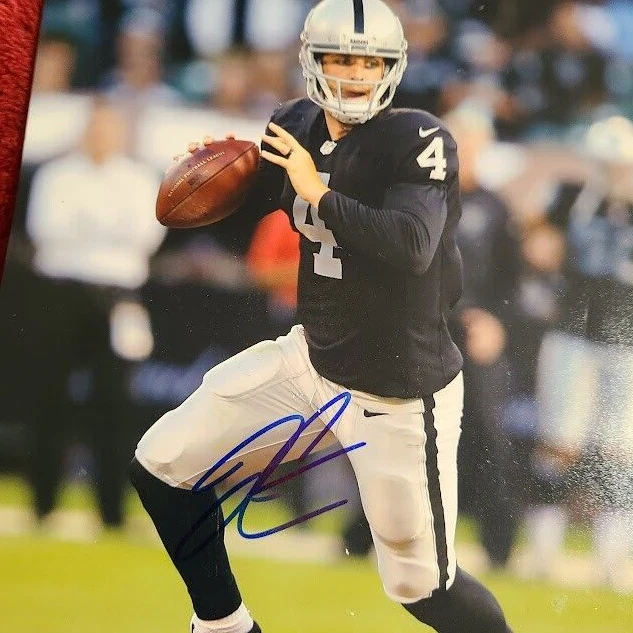 Derek Carr Oakland Raiders quarterback autógrafo firmado 8x10 fotografía Foto 3 de 4