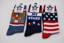 3 American Flag, Stars and Stripes, Bald Eagle Crew Socks, Men's Shoe Size 8-12