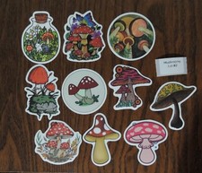 Mixed Random Mushroom Stickers Lot 2 - 10 pcs. Sticker sizes are mixed 