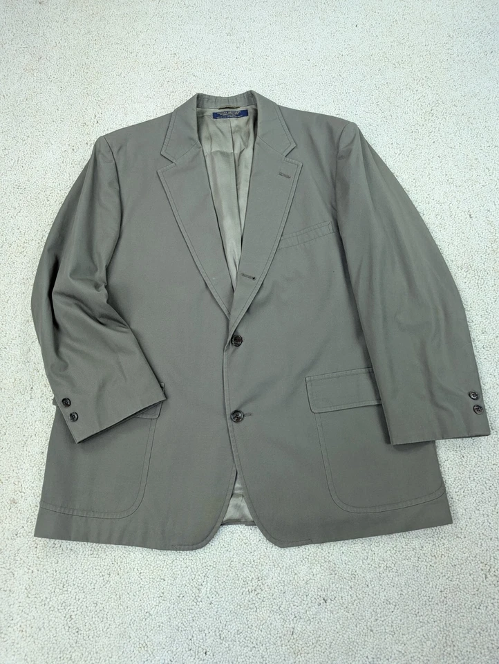 Brooks Brothers Suit Mens 48R 36x27 Tan Cotton 2 Piece Jacket Pants Vintage USA - Image 2 of 4