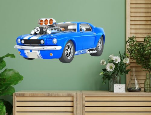 3D Blue Car Lights N114 Car Wallpaper Mural Poster Transport Wall Stickers Zoe - Afbeelding 1 van 5