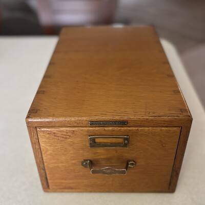 Antique Library Bureau Sole Makers Drawer Card Catalog Oak Dove