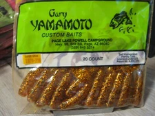 20 Gary Yamamoto Fishing Baits 5" Single Tail Grub Gold With Gold & Black Flakes