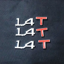 3x Silver Red 1.4T Chrome Metal Decal Sticker Badge Emblem Turbo 3D Coupe Car GT