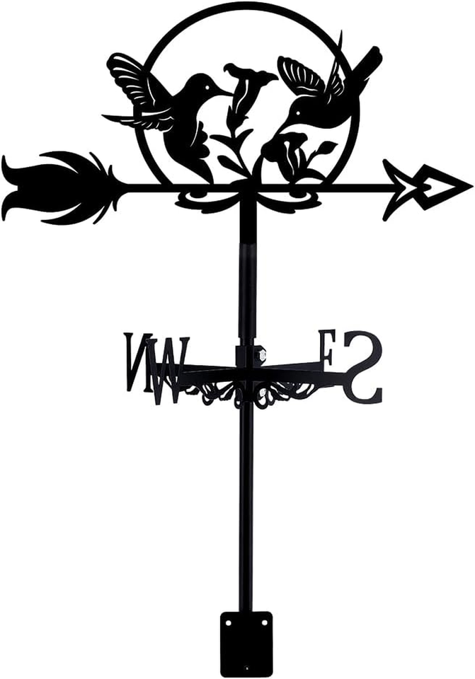 Hummingbird Weather Vane Wrought Iron Wind Vane Flowers Garden