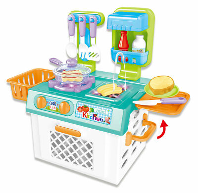Mini Kitchen Playset With Sound And Color Changing Lights For Realistic Cooking