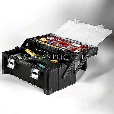 22'' Cantilever Tool Box Storage Organizer Heavy Duty Removable Bins Metal Latch