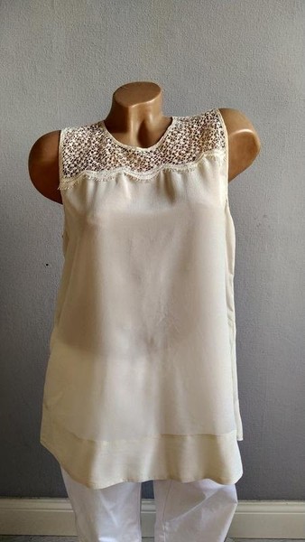 Women Club Monaco Shirt Beige Silk 36 / S / 44
