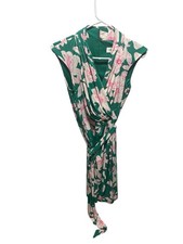 Womens 4 Eliza J Floral Green Pink stretch Wrap Dress