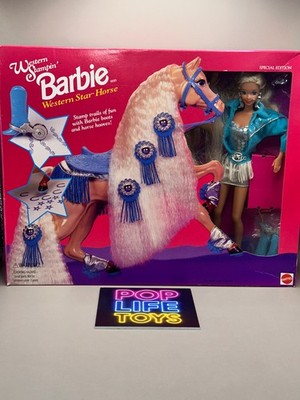 Vintage 1993  Western Stampin  Barbie with Western Star Horse   #11020 *NRFB*