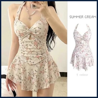 Women Korean Sexy One Piece Swimsuit Tummy Control Slimming High Waisted Bathing