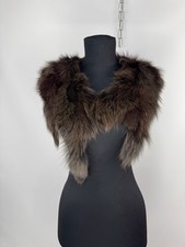 Luisa Cerano Blue Fox Fur Collar Shawl Luxury Real Fur Wrap Brown Exclusive