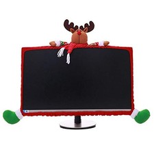 PartyYeah Christmas Monitor Cover, Elastic Xmas Decorations Reindeer Border,