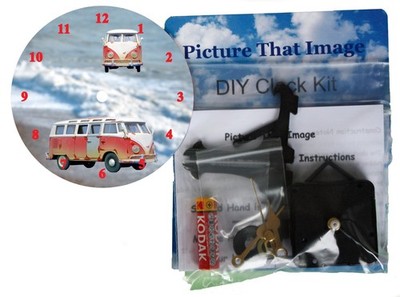 Camper Van Uhr - DIY 12cm Uhr KIT plus eine passende Canvas Geschenktüte, kostenloser Versand