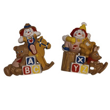 2 Vntg 1991 Burwood Prod. Co. Clowns Animals Wall Hangings Baby Room Nursery USA