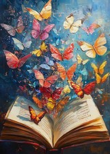 Book Butterfly Diamond Art Painting Kits for Adults, Full Drill Diamond Dots Pa