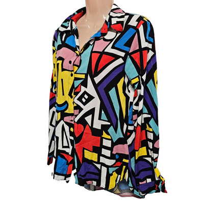 Big Dart Women Size UK 10 Top Blouse Shirt Multicolor Button Up Collared