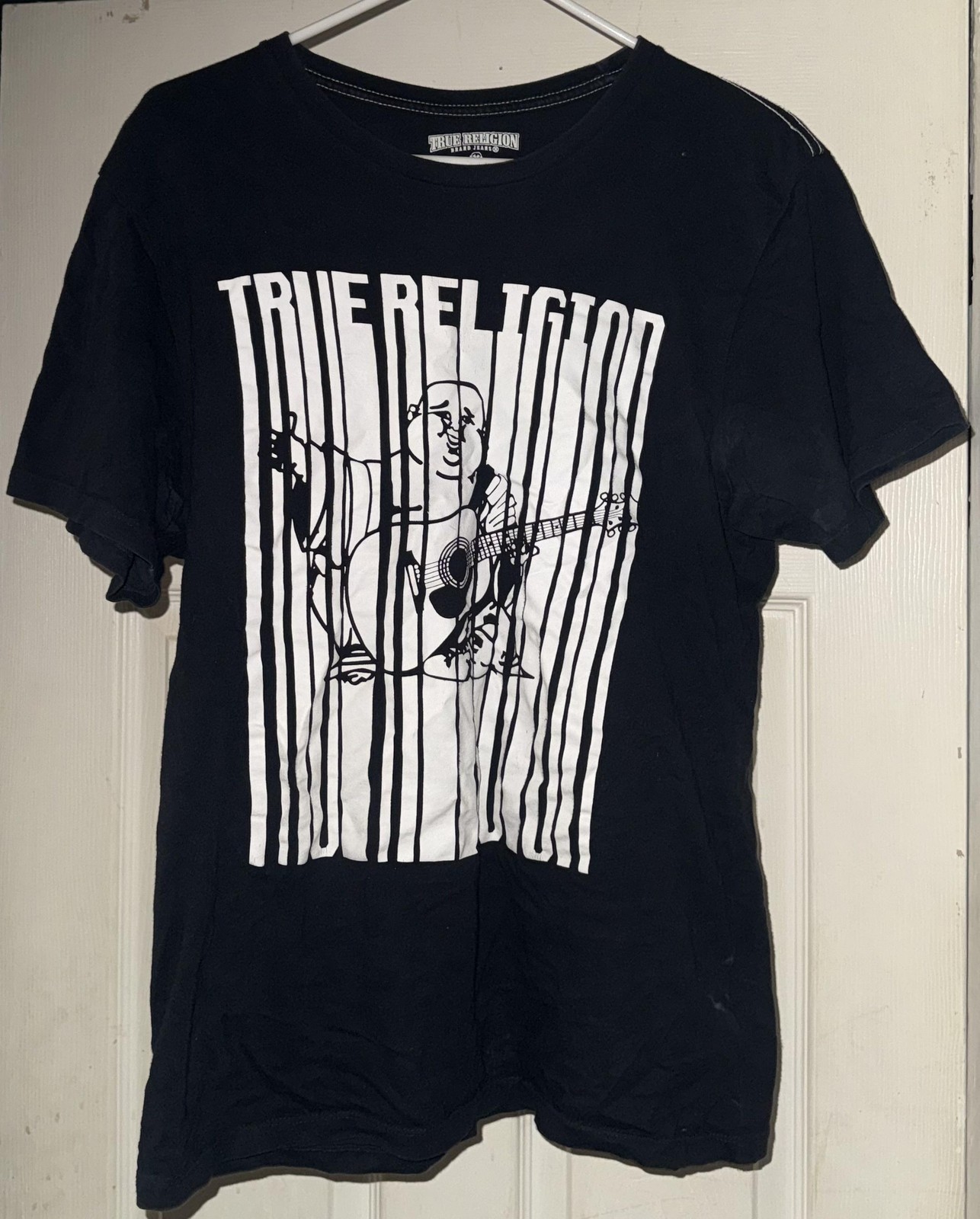 True Religion Shirt Mens Small Black World Tour Guitar Graphic Tee T-Shirt