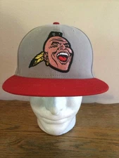 ATLANTA BRAVES TAN & RED CAP / HAT NEW ERA 59FIFTY COOPERSTOWN COLLECTION 7 3/8