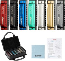 Complete 7-Key Diatonic Harmonica Set for Blues, Jazz, and Folk Music