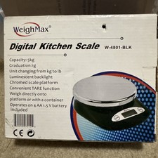 WeighMax W-4801 BLACK Digital Kitchen Scale Kg Lb New Damaged Box