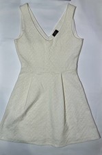 Zara Off White Mini V Neck Skater Dress