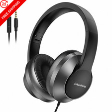 3.5mm Wired Headphones with Mic, Over-Ear, for School One Size, Black