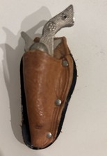 Vintage Mini Western Toy Cap Gun With Tooled Leather Holster