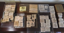 Stampin' Up  Lot of 81 Pieces Wood-Mounted Rubber Stamps, Assorted, Some Sets