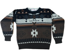VTG 80s 90s Coogi Style Knit Sweater Mens M Southwest Geometric Grandpa Aztec