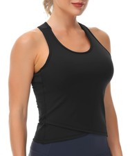 Women  s Racerback Workout Tank Tops with Built in Bra Sleeveless Running Yoga...