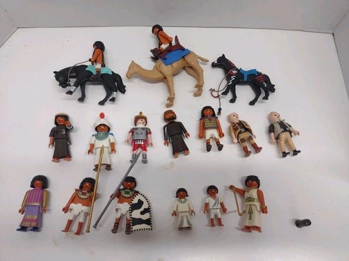 Vtg PLAYMOBIL EGYPTIAN FIGURES Lot Pharaoh Horses Camel Soldiers King