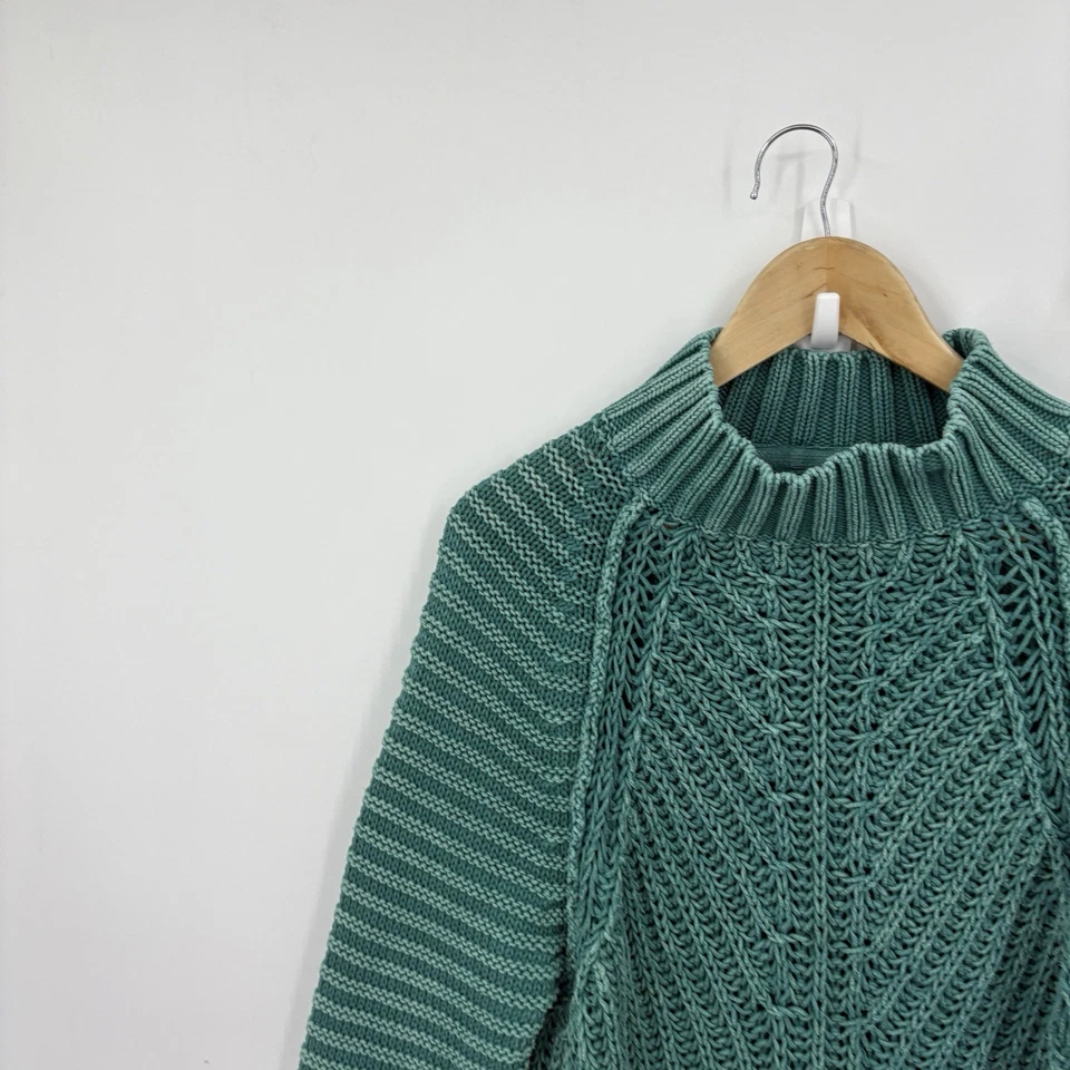 Free People Sweetheart Sweater Womens Medium Chunky Ribbed Boho Cotton Oversized - Image 3 of 4