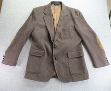 Vintage Pendleton Sport Coat Men 44 Brown Wool Tweed Elbow Patch Made USA Jacket