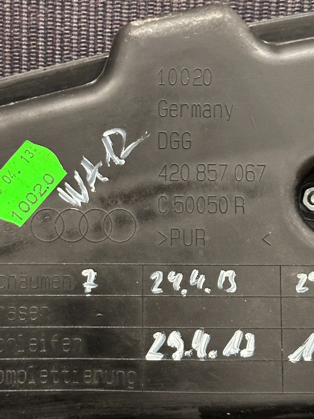 2014 AUDI R8 SPYDER DASHBOARD DASH PANEL OEM 423 857 001 L *READ*