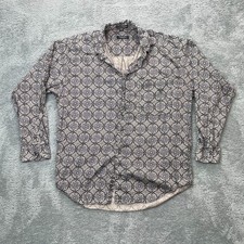 Christian Dior Shirt Mens Large Black Paisley Floral Monsieur Cotton Button Up R