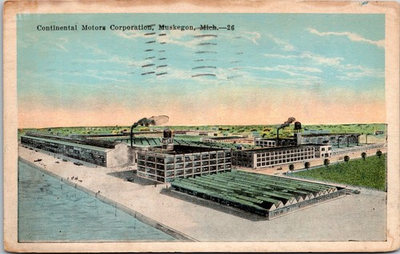 #ad #ad Continental Motors Plant Muskegon Michigan 1925 Posted white border Postcard $9.99
