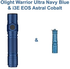 Olight Warrior Ultra Navy Blue Tactical Flashlight & I3E EOS Astral Cobalt Light