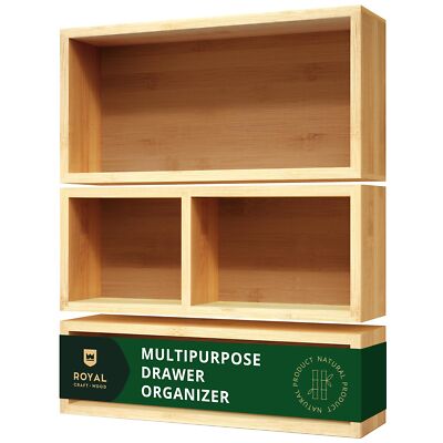Luxury Bamboo Drawer Organizer Storage Box Bin Set Multiuse Drawer Organizer For