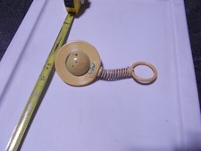 Vintage Hard Plastic Yellow Baby Rattle 6" Eye contact play toy