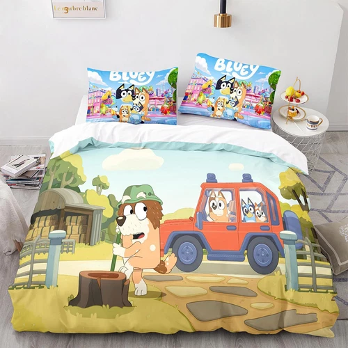Bluey Funda Nórdica Caricatura 200x200 Funda de Almohada 80x80CM Juego de Ropa de Cama Infantil DE - Imagen 8 de 27