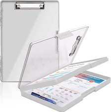 Clipboard with Storage,Heavy Duty Clip Boards 8.5X11 with 2 Storage Case,Clear V