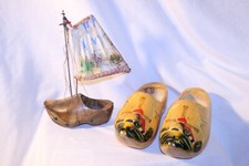 Dutch wooden shoes hand made lot of 3 vintage very good condition