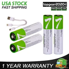 4Pcs Rechargeable AAA Lithium ion li-ion Batteries 1.5V 750 mWh & USB C Cable