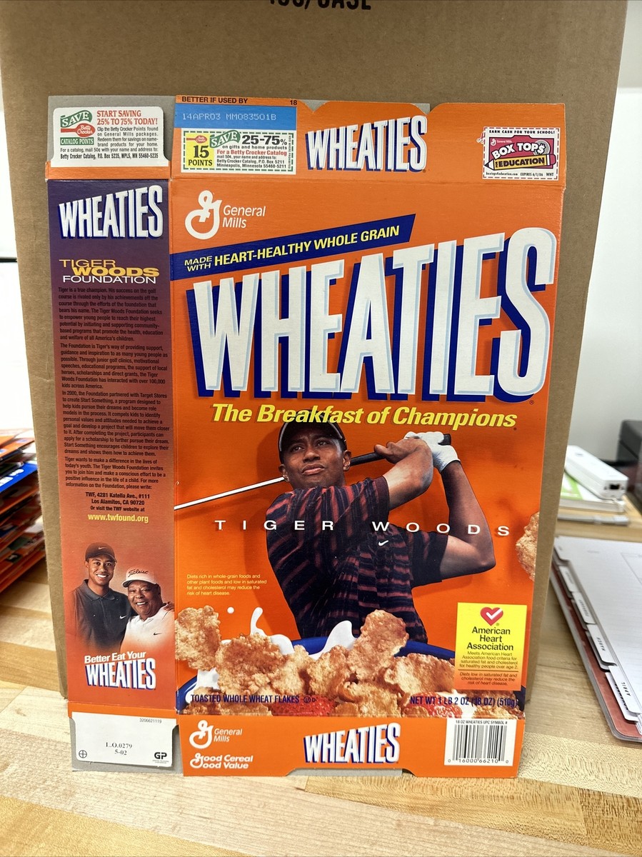 Wheaties Cereal Box Tiger Woods OPENED FLAT BOX ONLY Box 109