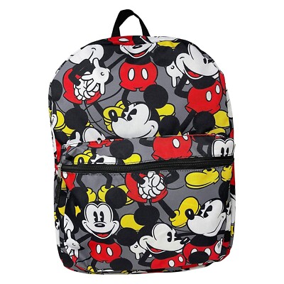 Disney Mickey Mouse School Backpack Large 16'' Travel Bag All Over Art Print New