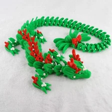 Mistletoe Dragon - 3D Printed Articulated Holiday Toy - Cute Christmas Gift Idea