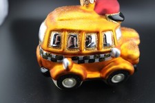 SCHOOL BUS BLOWN GLASS CHRISTMAS ORNAMENT BY IMPLUS