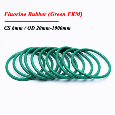 O-Ringe Schnurstärke 6mm Grün FKM Fluorine Gummi Dichtring Dichtung OD 20-1000mm